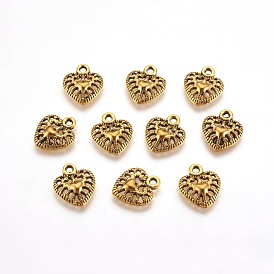 Tibetan Style Alloy Charms, Lead Free and Cadmium Free, Heart