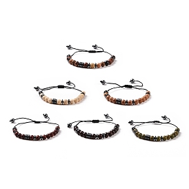 4Pcs Wood and Non-Magnetic Synthetic Hematite Braided Bead Bracelets Set, Morse Code I Love You Jewelry for Women Men
