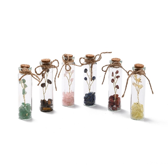 Mini botellas de deseos con cuentas de cristal y piedra natural, con alambre de cobre, para hacer joyas diy decoración del hogar