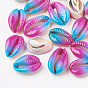 Spray Paint Cowrie Shell Beads, Two Tone, No Hole/Undrilled