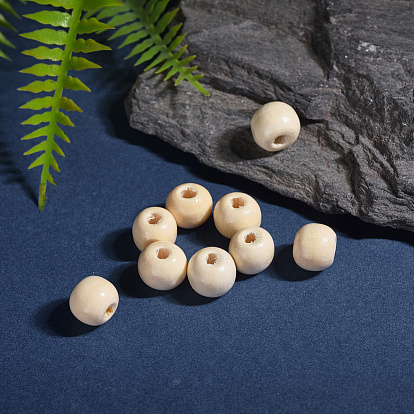 Natural Wood Beads, Round Macrame Beads Large Hole for Craft Making, Lead Free