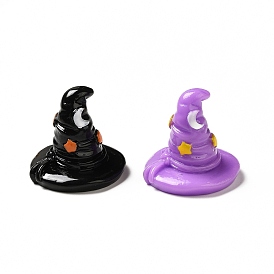 Halloween Theme Opaque Resin Cabochons, 3D Witch Hat