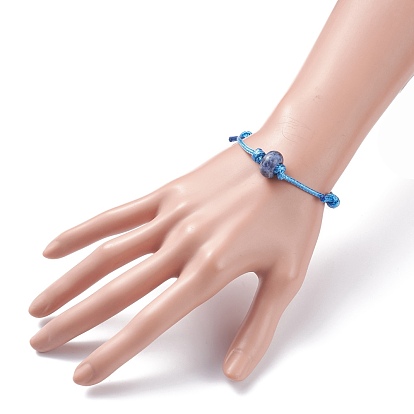 Pulsera de cordón con cuentas y disco de gemas, pulsera de amistad ajustable para mujer