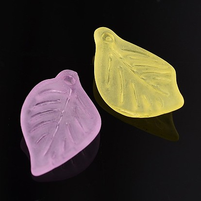 Transparent Acrylic Pendants, Frosted, Leaf, 18x11x3mm, Hole: 2mm, about 1877pcs/500g