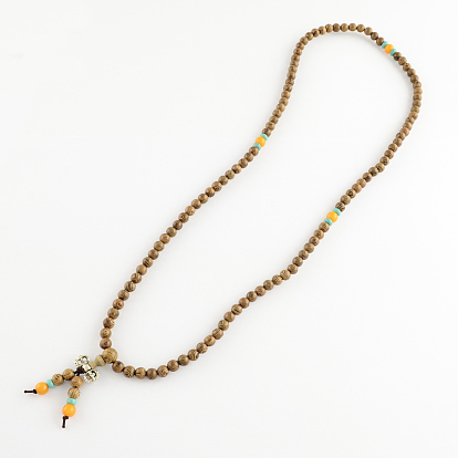 Обертывание стиль буддийский ювелирные изделия из дерева венге круглый бисера браслет или ожерелье