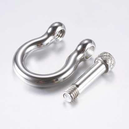 304 fermoirs de manille d'ancrage à anneau en D en acier inoxydable, pour la fabrication de bracelets
