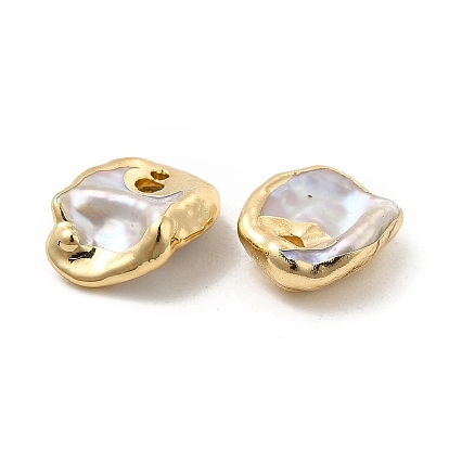Breloques pépites de perles keshi naturelles baroques, avec les accessoires en laiton