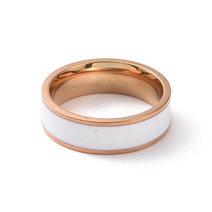 Кольцо на палец с рифленой эмалью, розовое золото 201 украшения из нержавеющей стали для женщин