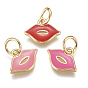 Real 18K Gold Plated Brass Enamel Charms, Makeup Charms, Long-Lasting Plated, Lip