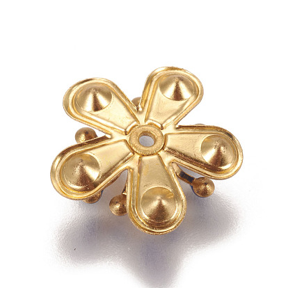 Brass Bead Caps, with Enamel and Rhinestone, Flower