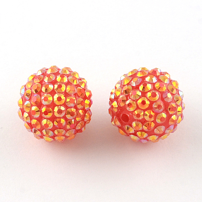 Resin Rhinestone Beads, with Acrylic Round Beads Inside, for Bubblegum Jewelry