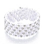 Cinco bucles de pulseras de envoltura de hierro, Con diamantes de imitación y abs imitación de perlas de plástico., Platino