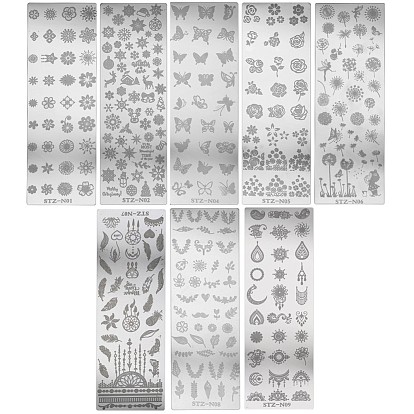 Штемпельные пластины для ногтей из нержавеющей стали, шаблоны для ногтей, с силиконовой печатью и скребком