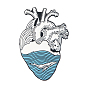 Creative Zinc Alloy Brooches, Enamel Lapel Pin, with Iron Butterfly Clutches or Rubber Clutches, Electrophoresis Black Color, Anatomical Heart Shape with Sea