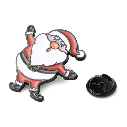 Pin de esmalte de tema navideño, Insignia de aleación chapada en negro de electroforesis para ropa de mochila, corona/muñeco de nieve/árbol