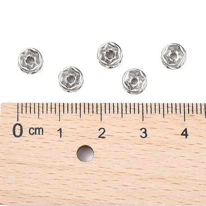 Disc 316 Surgical Stainless Steel Spacer Beads, for Jewelry Craft Making Findings, with Rhinestone, 6x3mm, Hole: 1mm