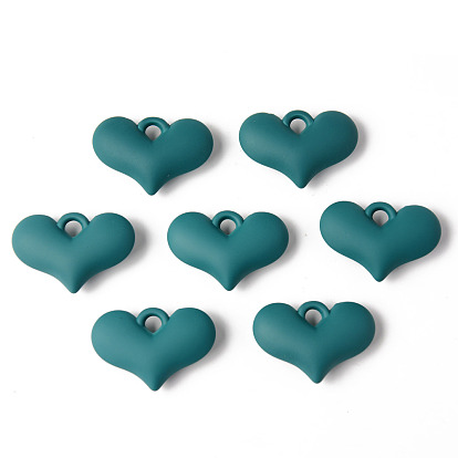 Rubberized Style Acrylic Pendants, Puffed Heart