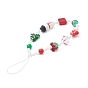 Christmas Handmade Lampwork Mobile Straps, with Acrylic & Glass Beads, Nylon Thread Mobile Accessories Decoration, Snowman/Glove/Tree/Gift Box