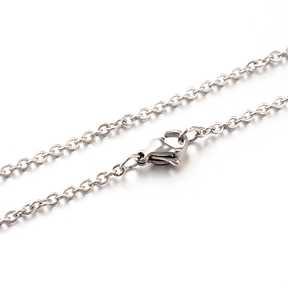 304 Stainless Steel Cable Chain Necklace Making, with Lobster Claw Clasps, 17.7 inch