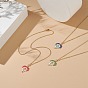 3Pcs 3 Color Glass Seed Braided Leaf Pendant Necklace Set, Golden 304 Stainless Steel Wire Wrap Jewelry for Women