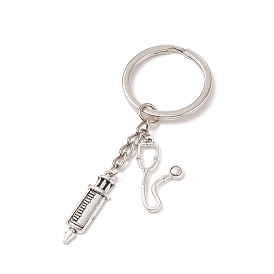 Alloy Echometer with Injector Pendant Keychains, with Iron Split Key Rings