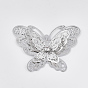 Enlaces carpinteros de filigrana de bronce, con diamantes de imitación de cristal, mariposa