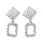 304 Stainless Steel Hollow Out Rectangle with Rhombus Dangle Stud Earrings for Women