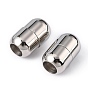 Smooth 304 Stainless Steel Magnetic Clasps with Glue-in Ends, Oval, 16x10mm, Hole: 6mm