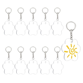 DIY Keychain Making, with Transparent Flower Blank Acrylic Pendants, 304 Stainless Steel Open Jump Rings, Iron Keychain Ring