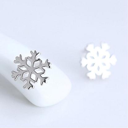 Латунные серьги-гвоздики из снежинки, 8x8 мм