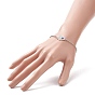 2Pcs 2 Color Crystal Rhinestone Hamsa Hand with Evil Eye Link Bracelet, Alloy Jewelry for Women