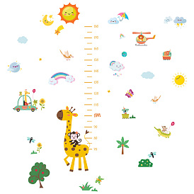 Sticker mural tableau de croissance en hauteur en pvc, pour les enfants mesurant la hauteur de la règle, girafe