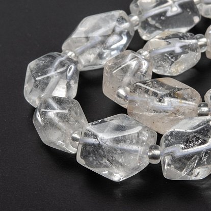 Naturelles cristal de quartz brins de perles, perles de cristal de roche, avec des perles de rocaille, facette, polygone