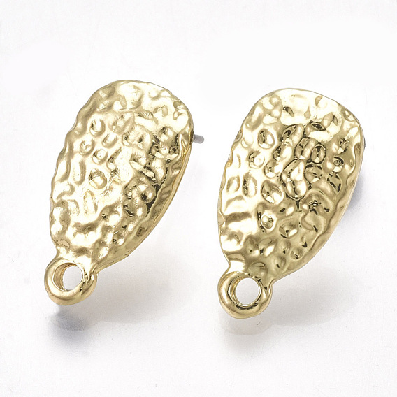 Alloy Stud Earring Findings, with Steel Pins, with Loop, Oval