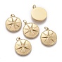 Ion Plating(IP) 304 Stainless Steel Pendants, with Jump Ring, Flat Round with Eigh Point Star