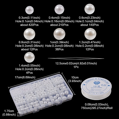 Kit de bricolaje para hacer pulseras de perlas de imitación, incluyendo granos de acrílico, hilo elástico, agujas de abalorios de ojo grande