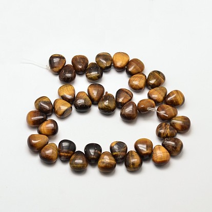 Natural Tiger Eye Teardrop Beads, 18x15x10mm, Hole: 1mm