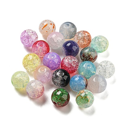 Transparent Spray Painting Crackle Glass Beads, Round