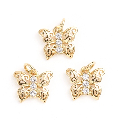 Micro cuivres ouvrent pendentifs zircone cubique, avec anneau de saut, papillon