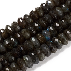 Natural Larvikite Beads Strands, Faceted, Rondelle