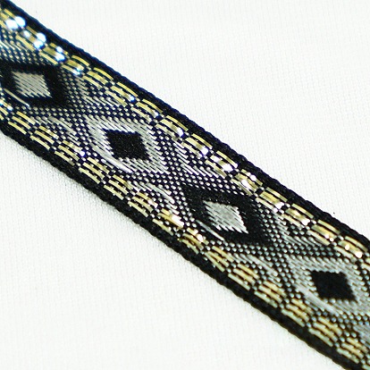 Rubans losanges brodés en polyester de style ethnique, ruban jacquard, accessoires du vêtement