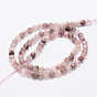 Natural Strawberry Quartz Beads Strands, Faceted Round