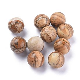 Picture naturelles perles de jaspe, sphère de pierres précieuses, pas de trous / non percés, ronde
