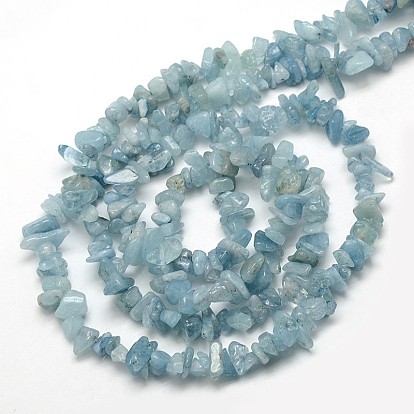 Natural Aquamarine Chip Beads Strands, 5~8x5~8mm, Hole: 1mm, about 32 inch