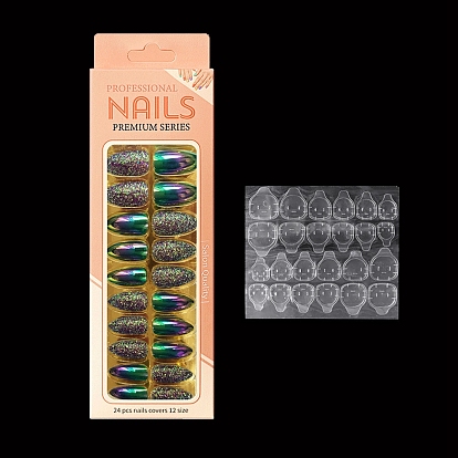 Plastic Full Cover Press on False Nail Tips, Nail Art Detachable Manicure, solid Nails & Glitter Nails, Teardrop