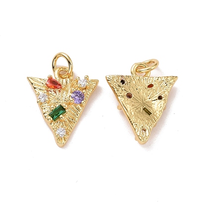 Triángulo de latón micro pavé colgantes de circonitas cúbicas de colores, con anillos de salto, sin plomo y cadmio