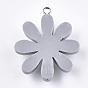 Resin Pendants, with Platinum Tone Iron Findings, Flower