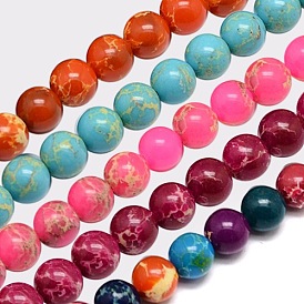 Perles de jaspe impérial synthétiques, teint, ronde