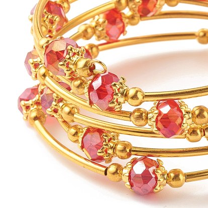 Bracelet enroulé de perles de verre bling, bracelet enveloppant en couches pour femmes, or