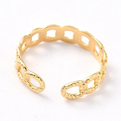 Revestimiento iónico (ip) 304 anillos para los dedos de acero inoxidable, anillos del manguito, larga duración plateado, forma de cadena de bordillo con textura